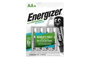 Energizer Piles Rechargeables AA, Recharge Extreme, Lot de 4