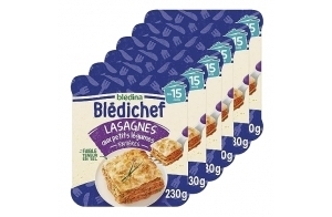 Blédina - Blédichef - Repas bébé 15 mois - 6 plats lasagnes aux petits légumes - Faible teneur en sel - Dès 15 Mois - 6 Assiettes de 230g