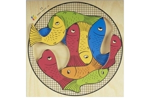 BSM- Puzzle en Bois-Casse-tête Les Poissons, E72511720, Multicolore