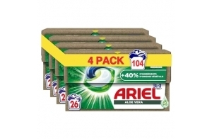 Ariel 3in1 PODS, Lessive Liquide En Capsules 26x4 Lavages, Parfum frais avec une touche d'Aloe Vera, Avec 40% en plus d’ingrédients végétale