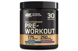 Optimum Nutrition Gold Standard Pre Workout en poudre, boisson énergétique avec créatine monohydrate, bêta-alanine, caféine et vitamines B, complément goût Framboise acidulée, 30 portions, 330 g