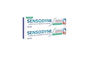 Sensodyne Dentifrice Sensibilité et Gencives, Menthe Fraîche, Traitement Des Dents Sensibles et Gencives, Lot de 2x75 ml