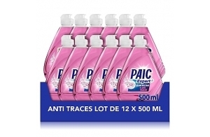 PAIC - Liquide Vaisselle Main Paic Expert+ Anti-Traces - Nettoie - Dégraisse - Élimine les traces- Lot de 12 flacons de 500mL