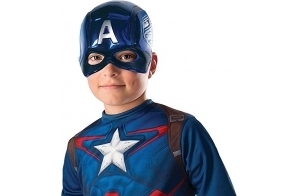 RUBIES - CAPTAIN AMERICA - Marvel Officiel - Masque Captain America pour Enfants - Taille Unique - Masque Avengers en Plastique avec Fermeture Velcro Ajustable - Pour Carnaval, Halloween