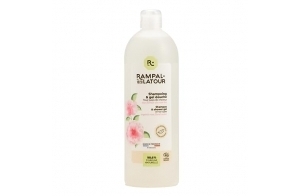 Rampal Latour - Shampoing & Gel Douche 2en1 - Soin Nettoyant tous types de cheveux et Apaisant peaux sensibles et corps - Certifié Bio - Rose de Damas - 1L