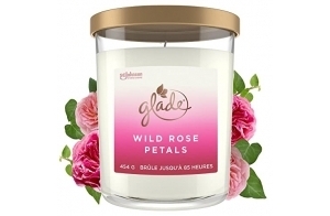 Glade Bougie Parfumée 85h Extra Large, Idée Cadeau, Parfum Wild Rose Petals, Infusé Aux Huiles Essentielles, 454 g