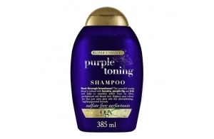 OGX Shampooing Purple Toning - 385 ml - Cheveux blonds naturels - Shampooing à la kératine, figue et iris, il neutralise les tons jaunes indésirables