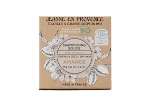 JEANNE EN PROVENCE - Shampooing solide BIO - Parfum Amande - Hydrate, nourrit et protège - Pour cheveux secs - Fabriqué en France à Grasse - 75 gr