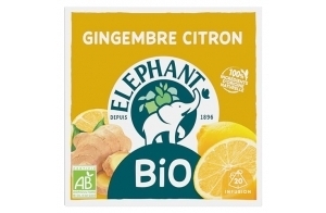 Elephant | Mon Infusion Bio Gingembre Citron | 20 Sachets Pyramid® de tisane | Fruitée et Gourmande | 100% ingrédients d'origine naturelle