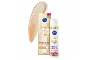 NIVEA Luminous 630 CC Fluide anti-taches FPS30 Teinte Medium (1 x 40 ml), CC Crème teint unifié, Fond de teint couvrant imperfections, Soin visage teinté anti-âge correcteur réducteur de taches