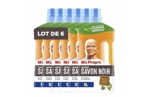 Mr. Propre Nettoyant Multi-Usages Sol Collection Tradition Fraîcheur Savon Noir, 6X 1L, Élimine Les Taches Et Les Odeurs, À Base D’extraits Naturels