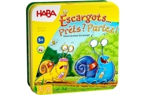 HABA - Escargots... Prêts ? Partez ! - Jeu de Société pour Enfant - Jeu de Course et de Stratégie- Boite aimanté - Apprendre Les Formes et Couleurs - 5 Ans et Plus - 304027