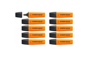 STABILO BOSS ORIGINAL - Surligneur - Lot x 10 surligneurs fluo - Orange
