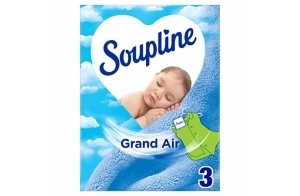 SOUPLINE Sachets Armoire Rafraîchissants, Parfum Air Frais, Désodorise et Parfume votre Linge Pendant 6 Semaines, Neutralise les Odeurs, 1 Boîte avec 3 Sachets