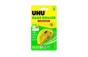 UHU Roller de colle permanent - Colle de façon permanente, rapide, propre, précis et instantané, sans solvants, transparent, 9,5 m x 6,5 mm