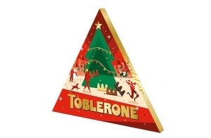 TOBLERONE - 1 Calendrier de l'Avent - Assortiment Festif de Chocolats - 4 Recettes : Chocolat au Lait, Lait Amandes Caramélisées, Blanc, Noir - Idée Cadeau Noël - 1 Calendrier de 200 g