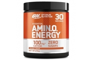 Optimum Nutrition Amino Energy Pre Workout en poudre, boisson énergisante avec acides aminés, BCAA, L-Glutamine et L-Leucine, complément vitamine C caféine, goût Orange, 30 portions, 270 g