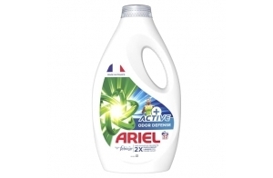 Ariel Lessive Liquide, Active Odor Defense, 5x22 Lavages, Touche De Febreze, Parfum De Propreté 2x Plus Long, Fabriqué En France