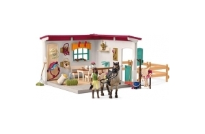 Schleich 42591 Horse Club – Sellerie du Centre équestre, Coffret avec 85 éléments Inclus Dont 1 Cheval et 1 Personnage, Coffret Figurines pour Enfants dès 5 Ans