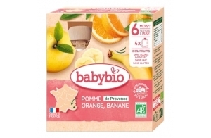 Babybio - Gourdes Pomme de nouvelle-aquitaine/Orange/Banane Bio - Dès 6 mois - 360 g