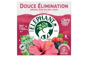 Elephant, Infusion Douce Elimination, Goût Reine des Prés, Hibiscus et Cassis, Ingrédients d'Origine 100% Naturelle, 20 Sachets Pyramid