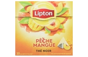 Lipton Thé Noir Pêche & Mangue, Certifié Label Rainforest Alliance 20 Sachets