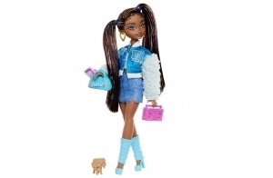 Barbie Poupée Barbie et Accessoires Équipe de Rêve « Brooklyn » articulée avec Longs Cheveux Noirs, 9 éléments sur Le thème de la Musique, HYC22