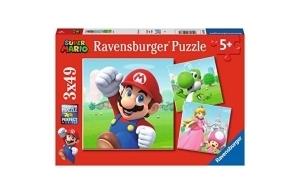 Ravensburger - Puzzle Enfant - Lot de 3 puzzles 49 pièces - Super Mario - Fille ou garçon dès 5 ans - Puzzle de qualité supérieure - 3 posters inclus - Fun & Aventure - 05186