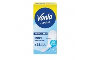 Vania - Protège-Slips Confort Normal Parfum Fresh (boîte de 28 pièces) – Protège-lingeries 100% respirant et confortables – Protection hygiénique avec ajustement parfait et tenue optimale