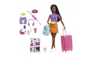 Barbie Coffret Une Vie De Citadine avec Poupée Brooklyn » Roberts Et Chaton, 10 Accessoires Et 1 Feuille Dâ€™Autocollants Jouet Enfant, Dès 3 Ans, HGX55