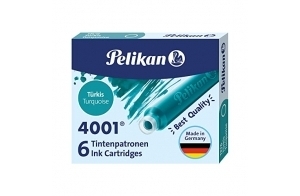 Pelikan Encre 4001 Etuis de Cartouche d'encre TP/6 Turquoise - Boite de 6