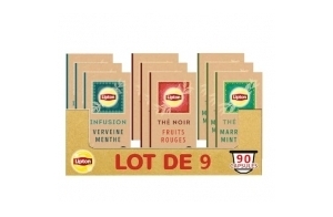 Lipton Assortiment de 3 Thés en Capsules Compatibles Nespresso : Thé Vert Marrakech Mint, Infusion Verveine Menthe, thé Noir Fruits Rouges, Compatibles Machines Nespresso, x90 capsules