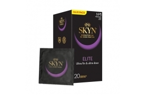 Skyn Elite : Lot de 20 Préservatifs sans latex Skynfeel pour Homme / Taille Régulière, Ultra-Fins et Doux, Forme Droite et Lisse / Largeur nominale 53mm