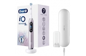 Oral-B iO Series 9n Brosse à Dents Électrique Rechargeable avec 1 Manche Intelligence Artificielle, Rose, 1 Brossette et 1 Étui de Voyage Premium Offert