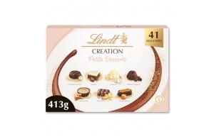 Lindt - Boîte CRÉATION Petits Desserts - Assortiment de Chocolats au Lait, Noirs et Blancs - Inspiration pâtissière - Idéal pour Noël, 413g