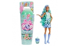 Barbie Poupée Pop Reveal série Bubble Tea avec accessoires et animal parfum thé vert, 8 surprises dont un changement de couleur, un gobelet avec rangement, HTJ21