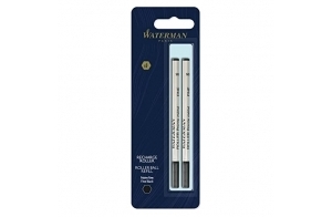 Waterman recharge d’encre pour stylo roller - pointe fine - encre noire - 2 recharges