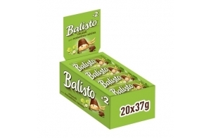 BALISTO - Barre Biscuit Céréales et Chocolat au Lait Muesli - Goût Noisettes Raisins - Grand Format - 20 x 37g