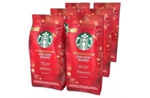 STARBUCKS Holiday Blend, Torréfaction Ambrée, Café en Grains 190g (Pack de 6)