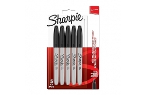 SHARPIE marqueurs indélébiles - pointe fine - encre noir permanent - Lot de 5