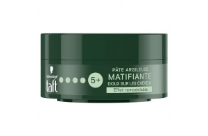 Schwarzkopf - Taft - Pâte Argileuse Cheveux Matifiante - Fixation Forte - Longue Durée - Tenue 24h - Coiffant Cheveux - Contenant de 75 ml