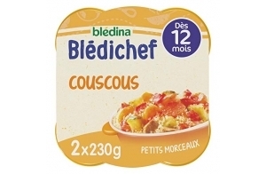 Blédina - Blédichef - Repas Bébé 12 Mois - 8 Plats Couscous des tout-petits - Petits Morceaux - 100% Ingrédients d'Origine Naturelle - Dès 12 Mois - 8 Assiettes de 230g