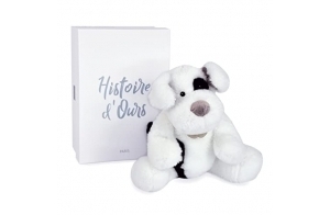 Histoire d'Ours - Peluche chien assis - Blanc - 30 cm - A LA CAMPAGNE - HO3126