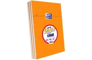 Oxford Lot de 3 Bloc-Notes Agrafés Format A4+ (21 x 31,5cm) 160 Pages Petits Carreaux 5x5mm Perforées Couverture Orange