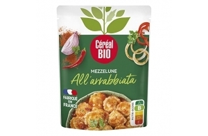 Céréal Bio - Mezzelune All' Arrabbiata - Pâtes végétales farcies bio et végan - Riche Protéines - 1 sachet de 280g