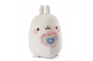 Peluche Molang avec Cœur Arc-en-Ciel 12 cm I Favori des Réseaux Sociaux et Star de la Télé à câliner, pour Jouer et à Aimer I Kawai – 48223