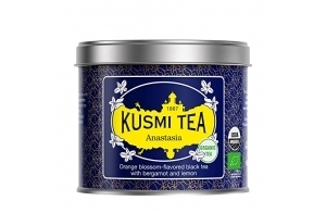 Kusmi Tea - Anastasia Bio - Thé Noir Biologique à la Bergamote et au Citron, Aromatisé à la Fleur d'Oranger- Thé Earl Grey Emblématique - Boîte Thé Métal 100g - Quantité pour environ 50 Tasses