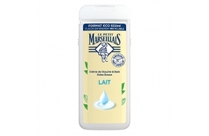 Le Petit Marseillais - Crème de Douche Extra Douce Lait (flacon de 650 ml) – Gel douche avec 92 % d'ingrédients d'origine naturelle – pH neutre pour la peau et sans colorant