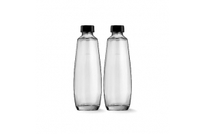 SodaStream Bouteilles en verre Bipack de 1 litre compatibles avec le gazéificateur Duo 2 x 1 l, noir, 10 x 19,5 x 29