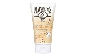 Le Petit Marseillais , Crème Mains Réparation Peaux Abîmées et Desséchées (tube de 75 ml) – Crème réparatrice au beurre de karité, aloès et cire d'abeille – Soin des mains confort 24 h